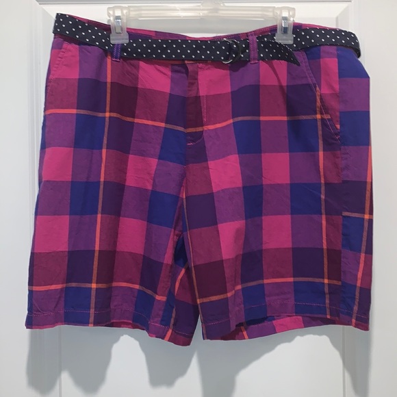 Plaid Shorts with Belt - Picture 1 of 2